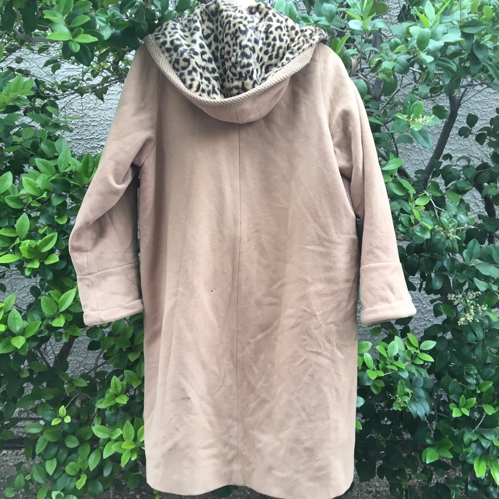 Tan Leopard Safari Winter Wool Vintage Coat Jacket - Picture 2 of 6